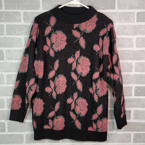 Goodtimes Sweaters - Great Times Vintage Made in USA Floral Mock Turtle Neck Sweater Women's Unsized